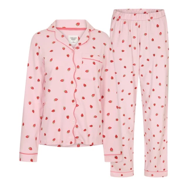 Chelsea Peers Womens Modal Long Sleeve Pyjama Sets Strawberries female 8 (XS)