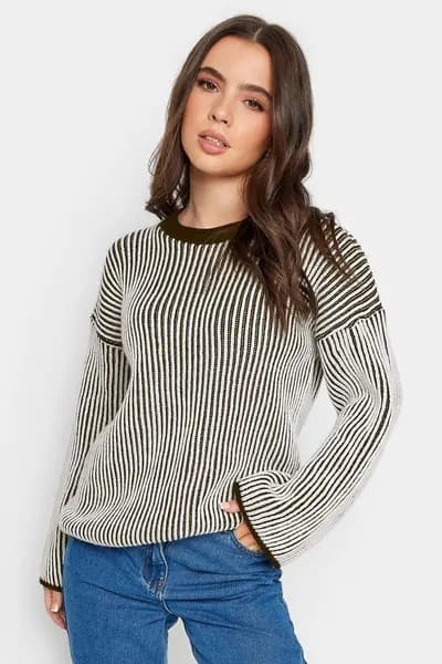 PixieGirl Petite Ribbed Funnel Neck Jumper White
