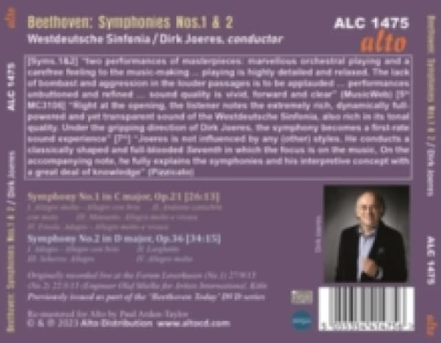 Beethoven: Symphony 1/Symphony 2 CD / Album