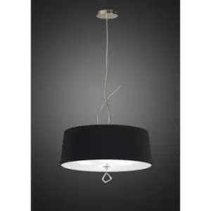 Mara hanging lamp 4 bulbs E27 round, gold with Black lampshade