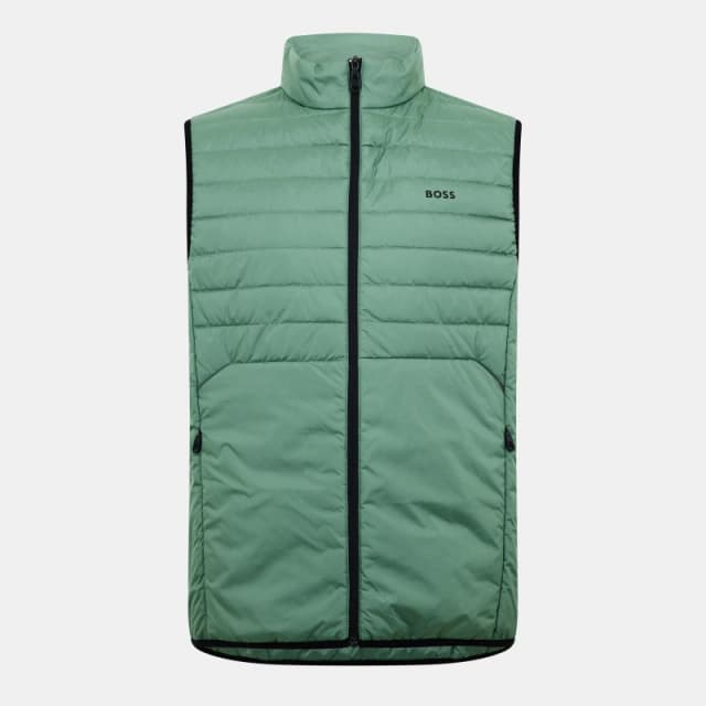 Boss Mens Urbanex Quilted Water Resistant Sleeveless Gilet Open Green male S