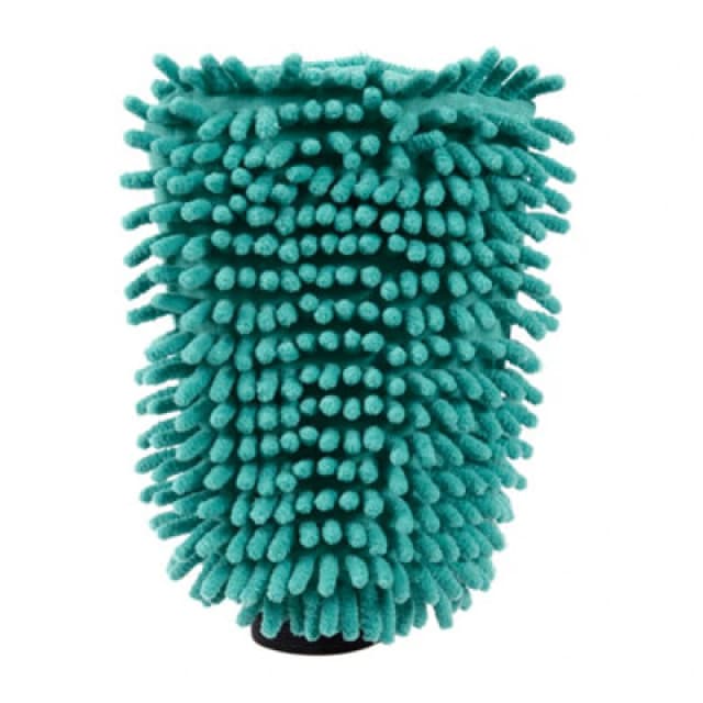 JVL Car Care Cleaning Range Hand Mitt with Elasticated Cuff, Chenille and Microfibre, Teal/Grey 20-420