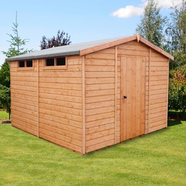 Shires Security Apex Handmade Garden Shed Approx 10 x 10 Feet in Brown Brown Unisex