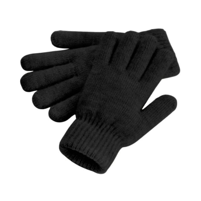 Beechfield Beechfield Men Cosy Cuffed Marl Ribbed Winter Gloves in Black One Size Male 5063238203334