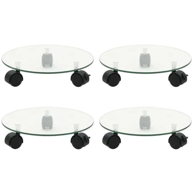 VIDAXL Plant Rollers 4 pcs 28cm Tempered Glass Round Vidaxl 8720845545222