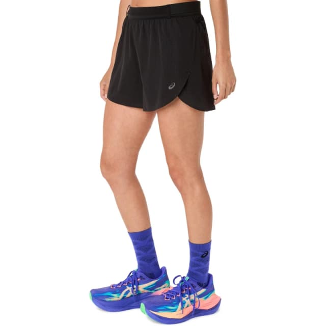 Asics Metarun Split Shorts Running Short Womens Black female 14 (L)