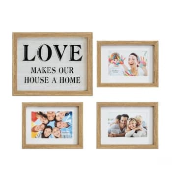 Set of 4 Wooden Photo Frames - Love