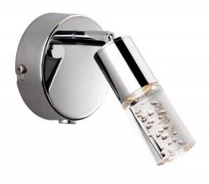 LED 1 Light Indoor Wall Light (Switched) Chrome, Clear Acrylic Bubble Shade