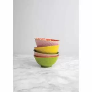 Kitchencraft Patterned Cereal Bowl Set In Gift Box, Ceramic, 'brights' Designs, 15Cm, 4 Pieces