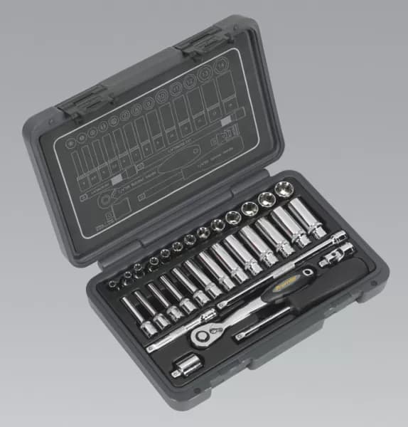 Genuine SEALEY AK7950 Socket Set 32pc 1/4Sq Drive 6pt WallDrive® Metric