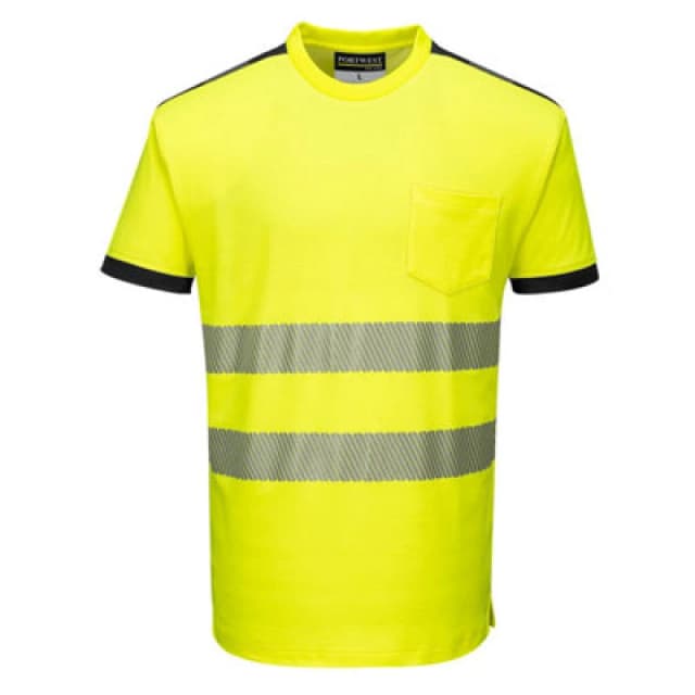 Portwest PW3 Hi Vis Cotton Comfort Short Sleeve T Shirt T181YBR5XL Colour: Yellow / Black