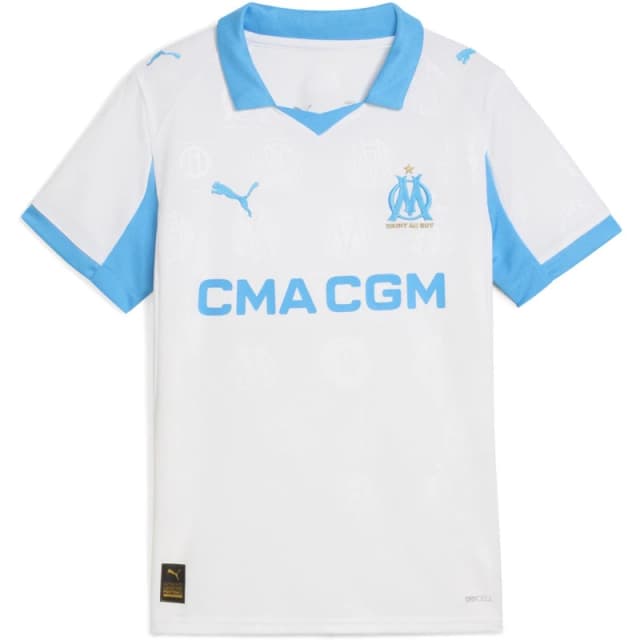 Puma Olympique Marseille Home Shirt 2025 2026 Juniors White/Blue unisex 7-8 (S)