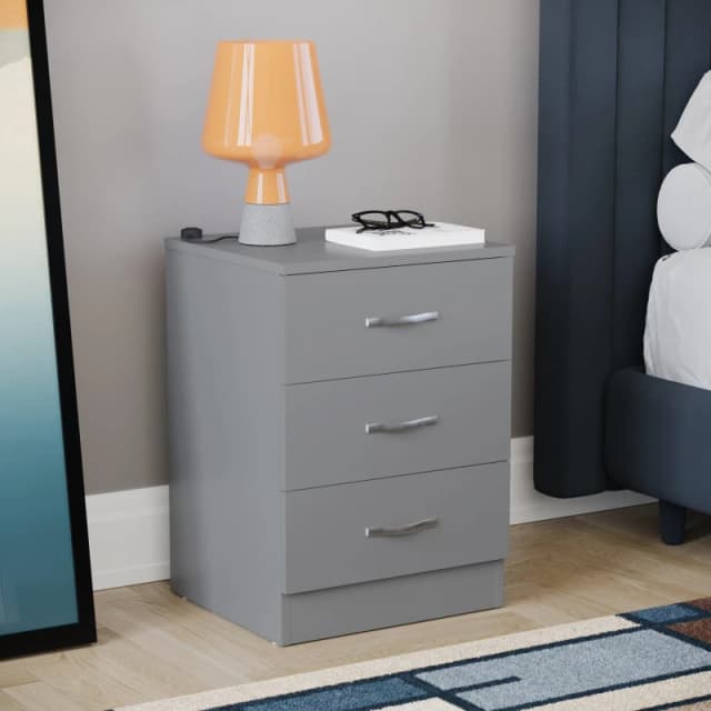 Lassic Vida Designs Riano 3 Drawer Bedside Chest Grey unisex 3 Drawer