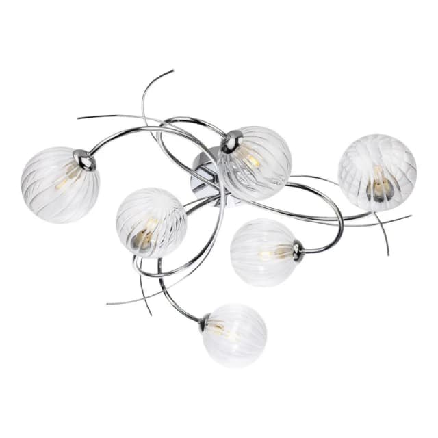 Firstlight Elba 6-Light Semi-Flush Ceiling Light Clear in Chrome