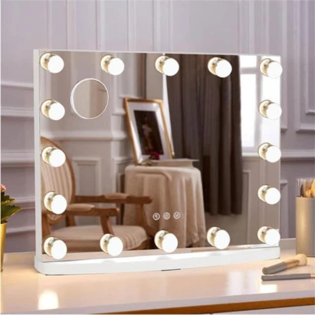 Kabinet UK Rectangular Hollywood Makeup Mirror with LED Light White unisex Medium