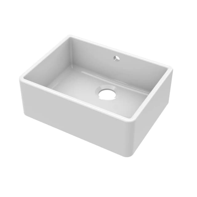 Balterley Single Bowl Butler Kitchen Sink with Overflow No Tap Hole 595mm in White White Unisex