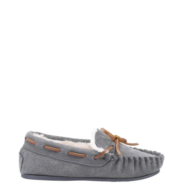 Hush Puppies Girls Addison Suede Slip On Slippers UK Size 1 (EU 33) GREY HUS505-GREY-1