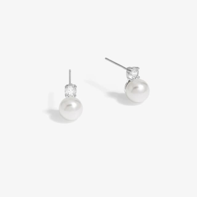 Jon Richard Mini Cubic Zirconia Stud And Pearl Earrings Silver female