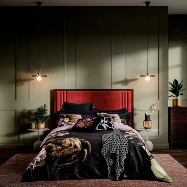 Ted Baker 'Paper Floral' Cotton Duvet Cover Set in Black Size: King Black King Unisex 5016709719032