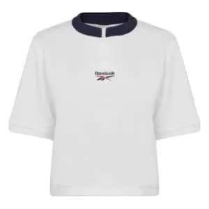 Reebok V Neck T Shirt Ladies - White