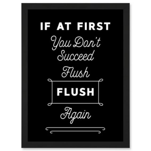 Artery8 Funny Toilet Sign If At First You Don't Succeed Flush Again Funny Bathroom Wall Art Wall Art Print - A4 Size