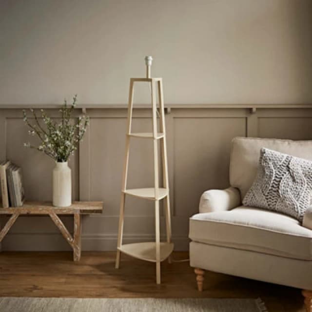 ValueLights ValueLights Hiru 3 Tier Wooden Tripod Shelf Corner Floor Lamp Base in Cream Cream One Size Unisex 5016529275015