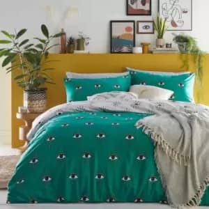 Furn. Theia King Duvet Cover Set Cotton Polyester Jade