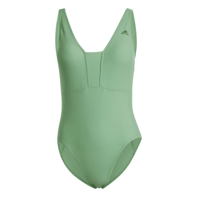 adidas Womens Iconisea S One Piece Swimsuit Green female 4 (3XS)