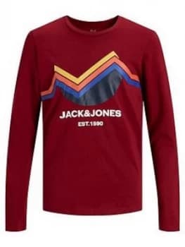 Jack & Jones Junior Boys Mountain Long Sleeve T-Shirt - Sundried Tomato