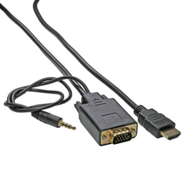 Cablenet Cablenet 1m HDMI Male - SVGA Male + 3.5mm Stereo 30AWG Black Cable 32-3658