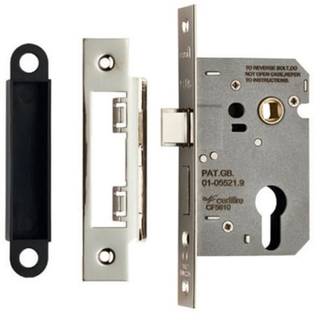 Loops 64mm Contract Euro Profile Sashlock Square Forend Nickel Plated Door Latch Metallics unisex