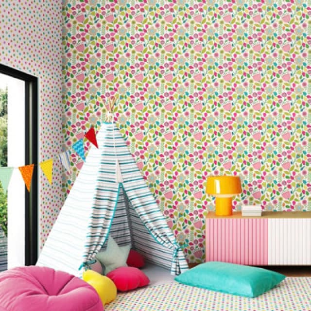 Hoopla Walls Folk Floral Tutti Frutti 10M Wallpaper