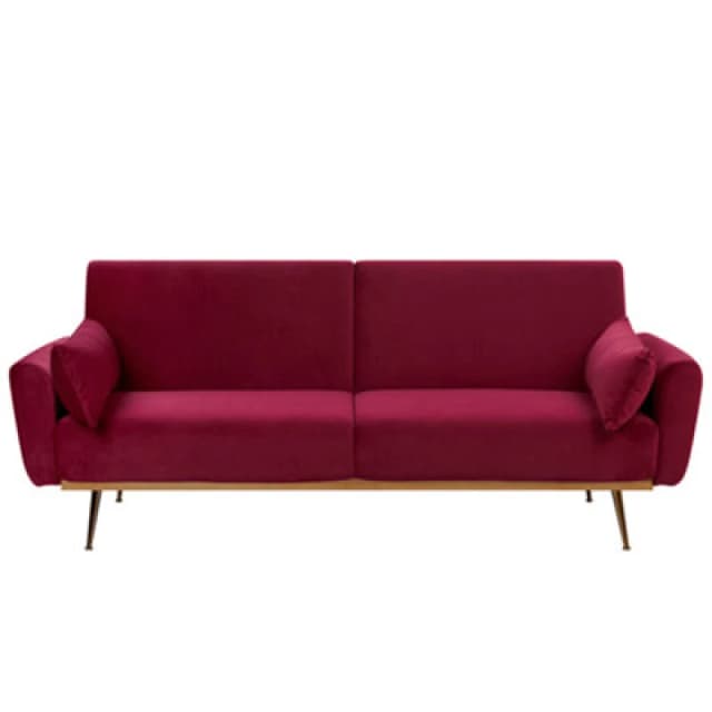 Beliani Sofa Bed 3 Seater Eina Velvet Burgundy