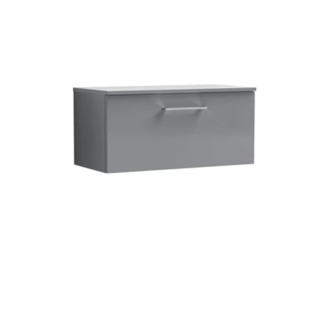 NUIE Nuie - Arno Wall Hung 1-Drawer Vanity Unit with Worktop 800mm Wide - Satin Grey ARN2225W