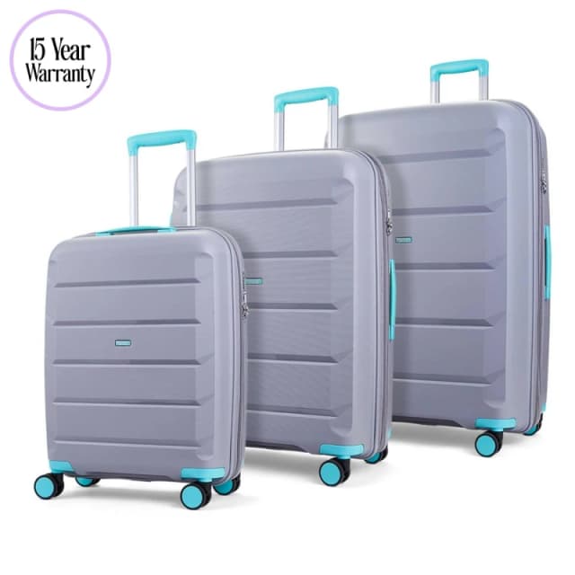 Rock Tulum Cabin Suitcases Grey/Aqua TR-0239-GAQ-S