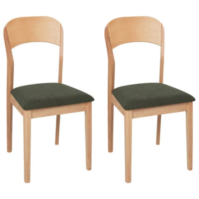 Beliani Set Of 2 Dining Chairs Alvin Wood Light Brown