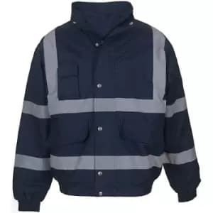 Yoko Mens Hi-Vis Bomber Jacket (2XL) (Navy Blue) - Navy Blue