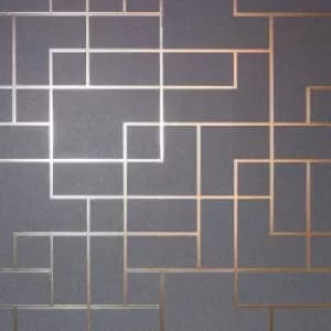 Fine Decor - Fine Decor FD42492 Rose Gold Platinum Square Geo...