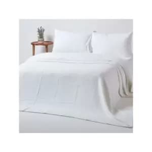 Organic Cotton Waffle Blanket/ Throw White, 280 x 230cm - White - Homescapes