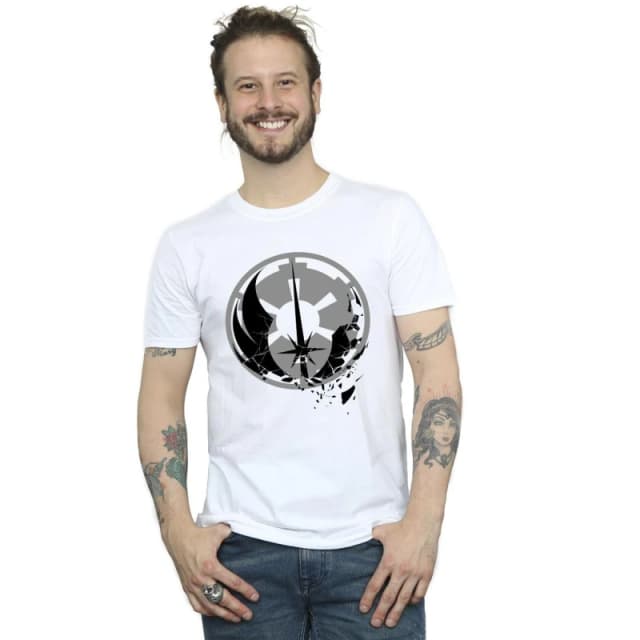 Star Wars Star Wars Men Obi-Wan Kenobi Fractured Logos T-Shirt in White Size: Small White S Male 5059934440395
