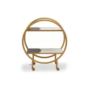 Olivia's Viaan 2 Tier Round Drinks Trolley in Brass