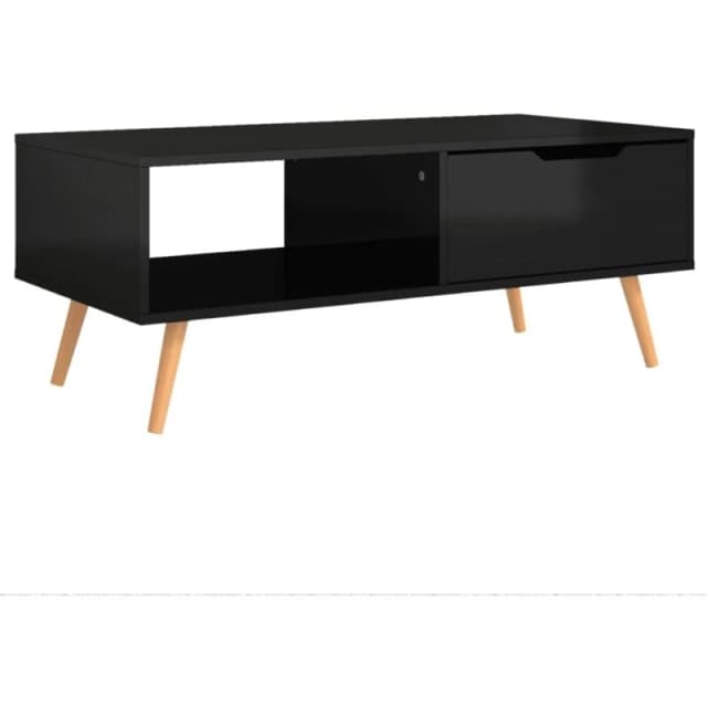 VIDAXL Coffee Table High Gloss Black 100x49.5x43cm Engineered Wood Vidaxl 8720286343913