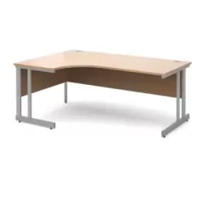 Office Desk Left Hand Corner Desk 1800mm Beech Top With Silver Frame 1200mm Depth Momento