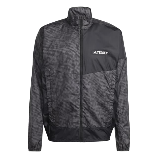 adidas Mens Terrex Trail Water-Resistant Wind Performance Running Jacket Charcoal/Black male XS