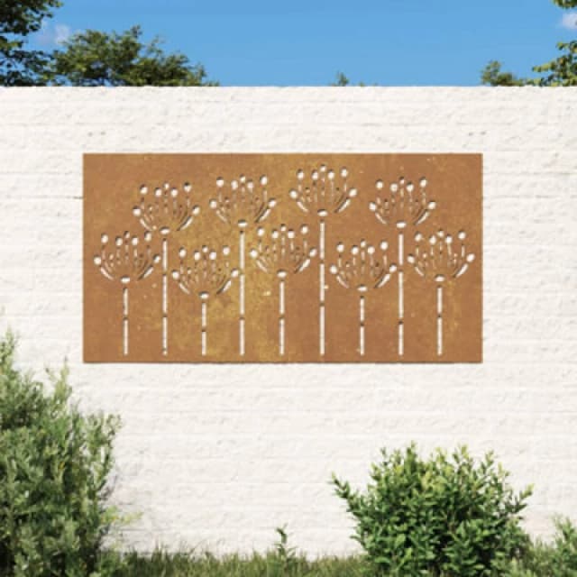 Vidaxl Garden Wall Decoration 105X55cm Corten Steel Flower Design