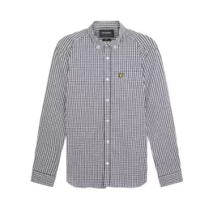 Mens Slim Fit Gingham Shirt - Navy/White - XS