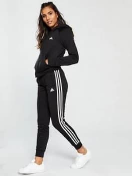 adidas Badge Of Sport 3 Stripe Hooded Tracksuit - Black, Size L, Women