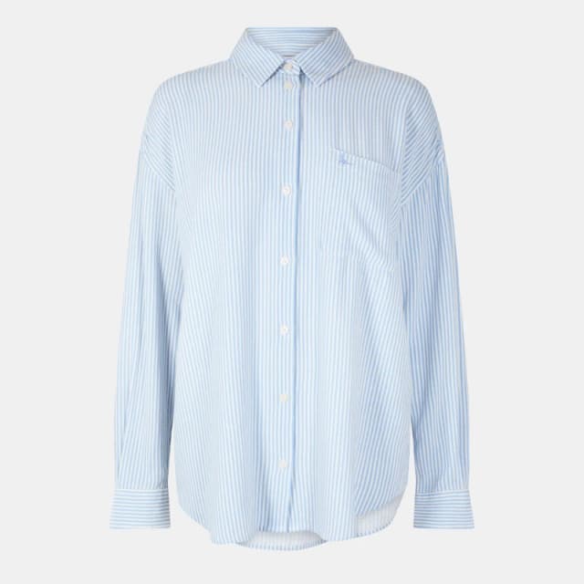 Jack Wills Oversized Linen Shirt Blue Stripe female 6 (2XS)