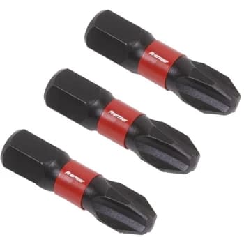 Sealey - AK8206 Phillips #3 Impact Power Tool Bits 25mm - 3pc