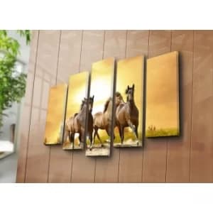 5PATK-13 Multicolor Decorative Canvas Painting (5 Pieces)